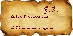 Zwick Kreszcencia névjegykártya
